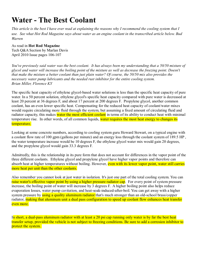 Original document preview: Water – The Best Coolant